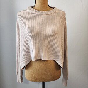 Cotton On Beige Ribbed Cropped Sweater Knit Top L